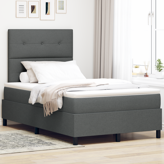 Box Spring Seng Med Madras Mørk Grå 120X200 Cm Stof