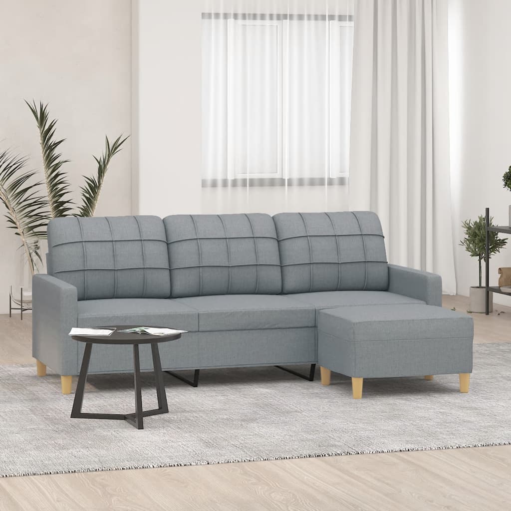 3-Personers Sofa Med Fodskammel Stof