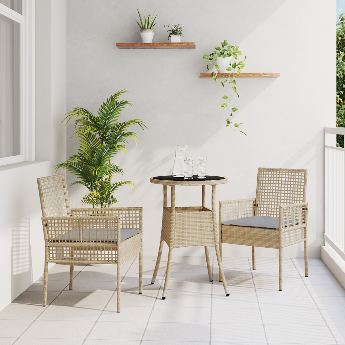 3-Delt Have Spisegruppe I Beige Poly Rattan