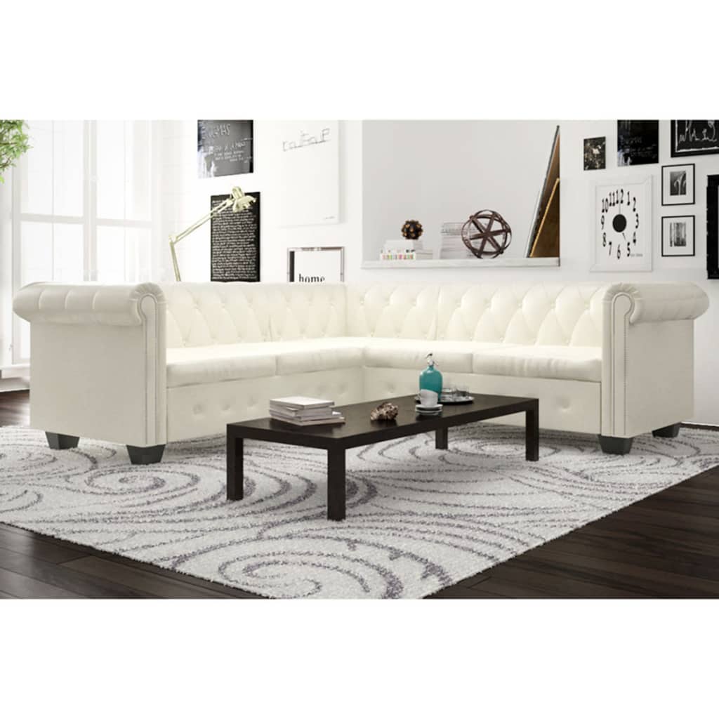 Stue der passer sammen — 5-Personers Sofa Chesterfield-Look Kunstlæder
