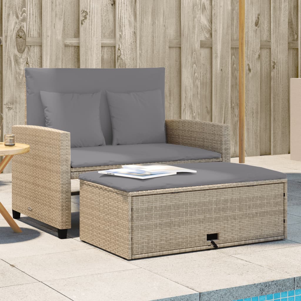 Beige havesofa i polyrattan – komfort til terrassen