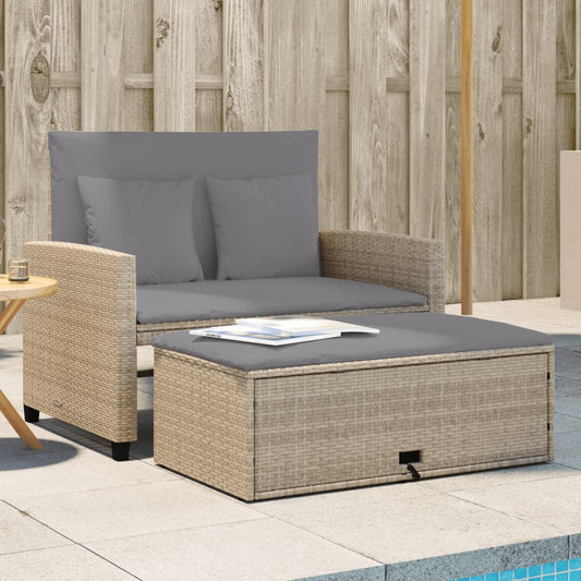 Beige havesofa i polyrattan – komfort til terrassen