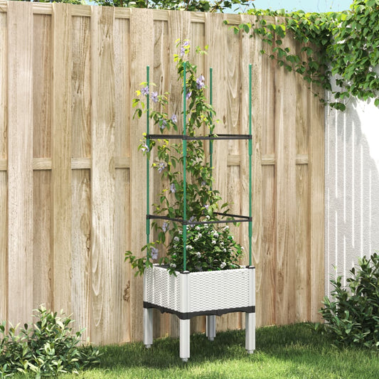 Plantekasse med espalier til klatreplanter og grønt