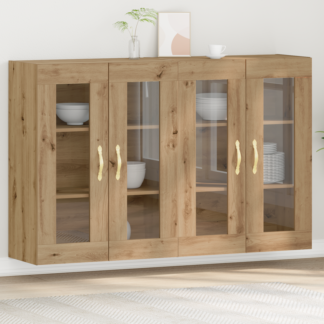 Vægmonterede Skabe 2 Stk Artisan Eg 69,5X34X90 Cm Konstrueret Træ