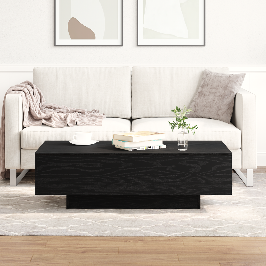 Stue der passer sammen — Sofabord Sort Eg 100 X 49.5 X 31 Cm Konstrueret Træ