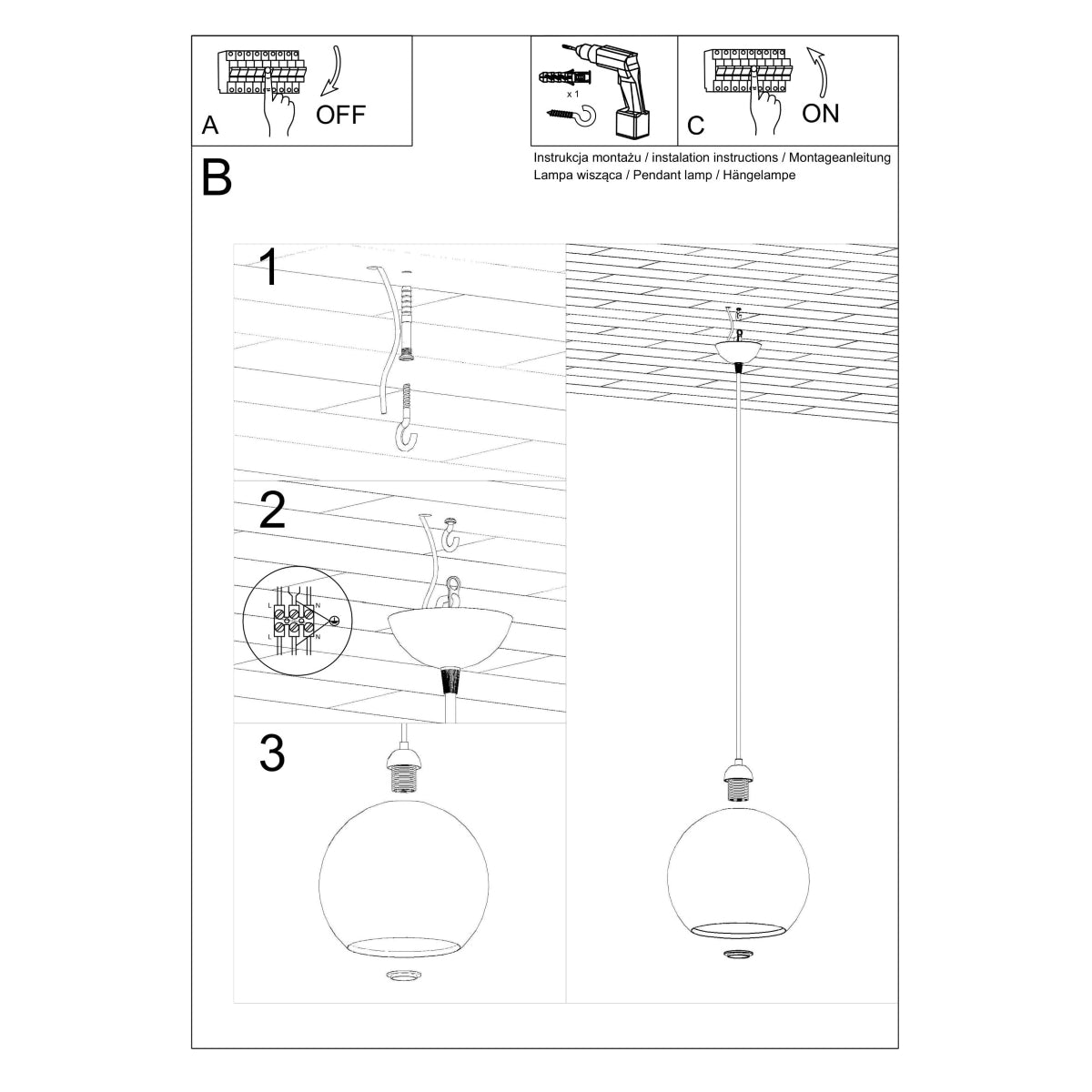 Pendellampe BALL grafit - Billede 5