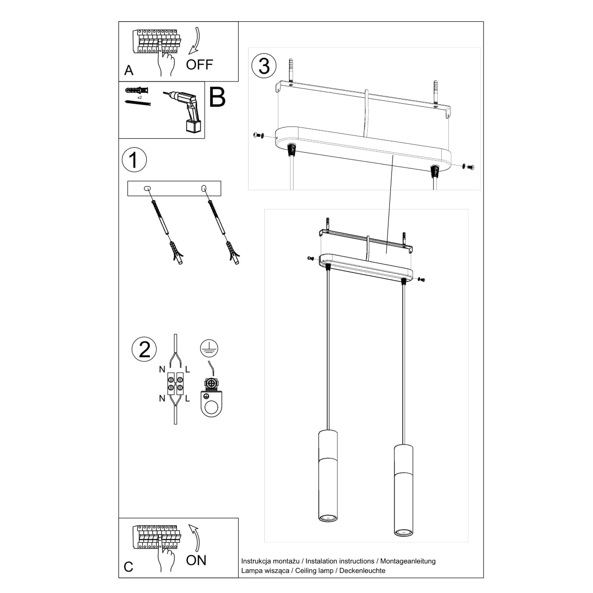 Pendel lampe PABLO 2 hvid - Billede 5