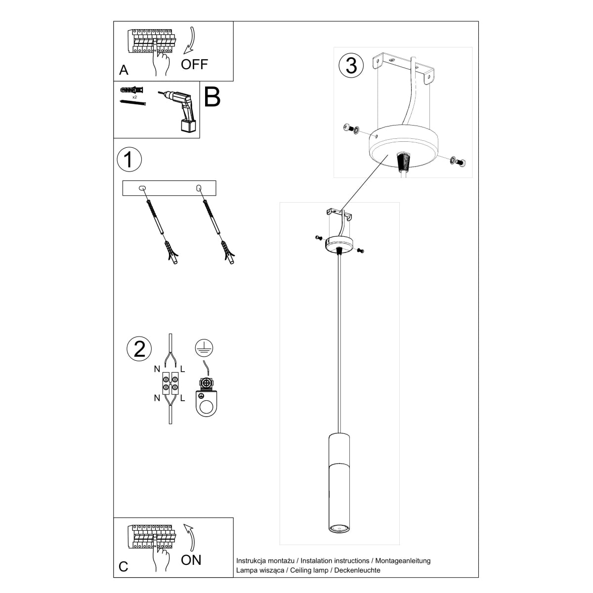 Pendel lampe PABLO sort - Billede 5