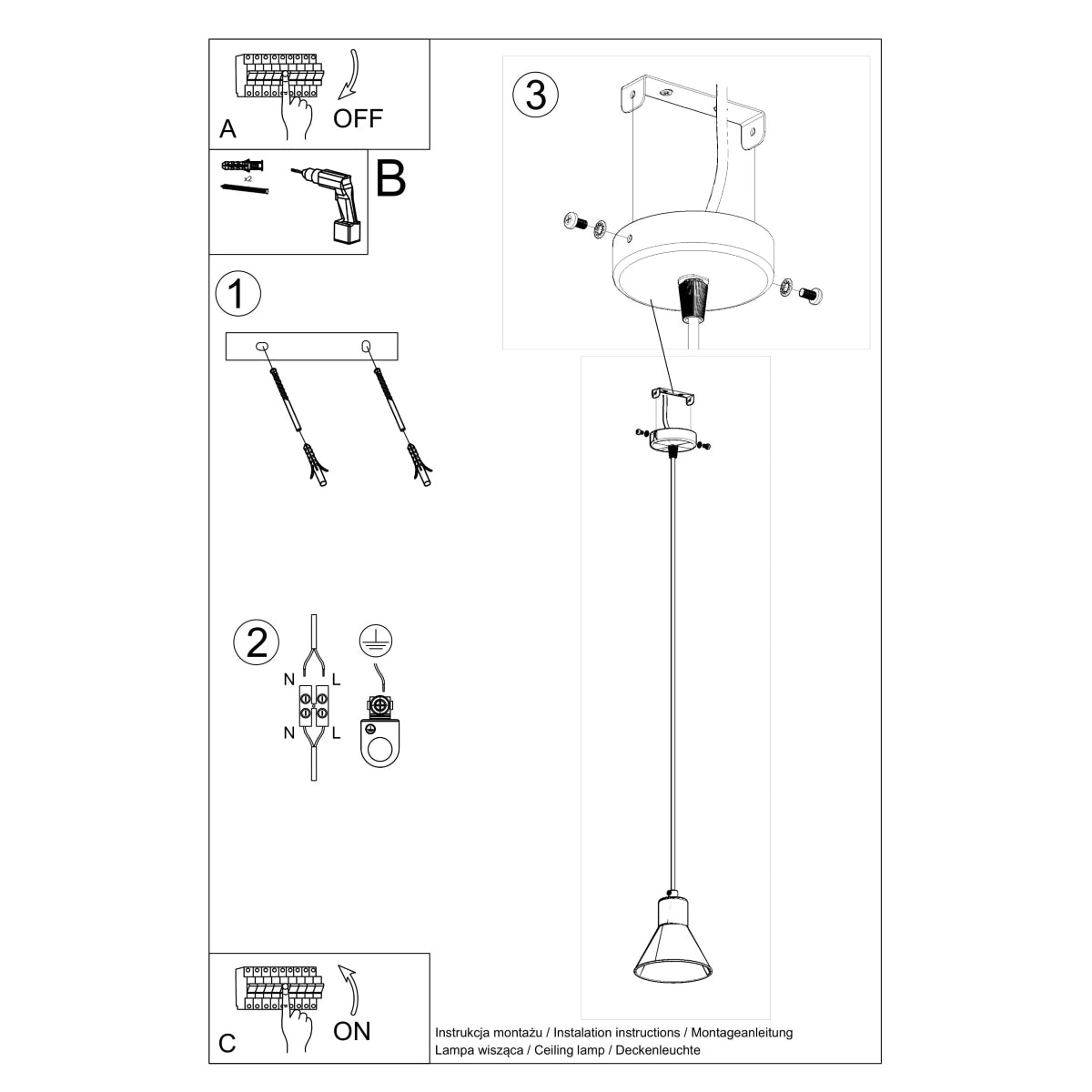 Pendellampe TALEJA 1 [ES111] hvid - Billede 5