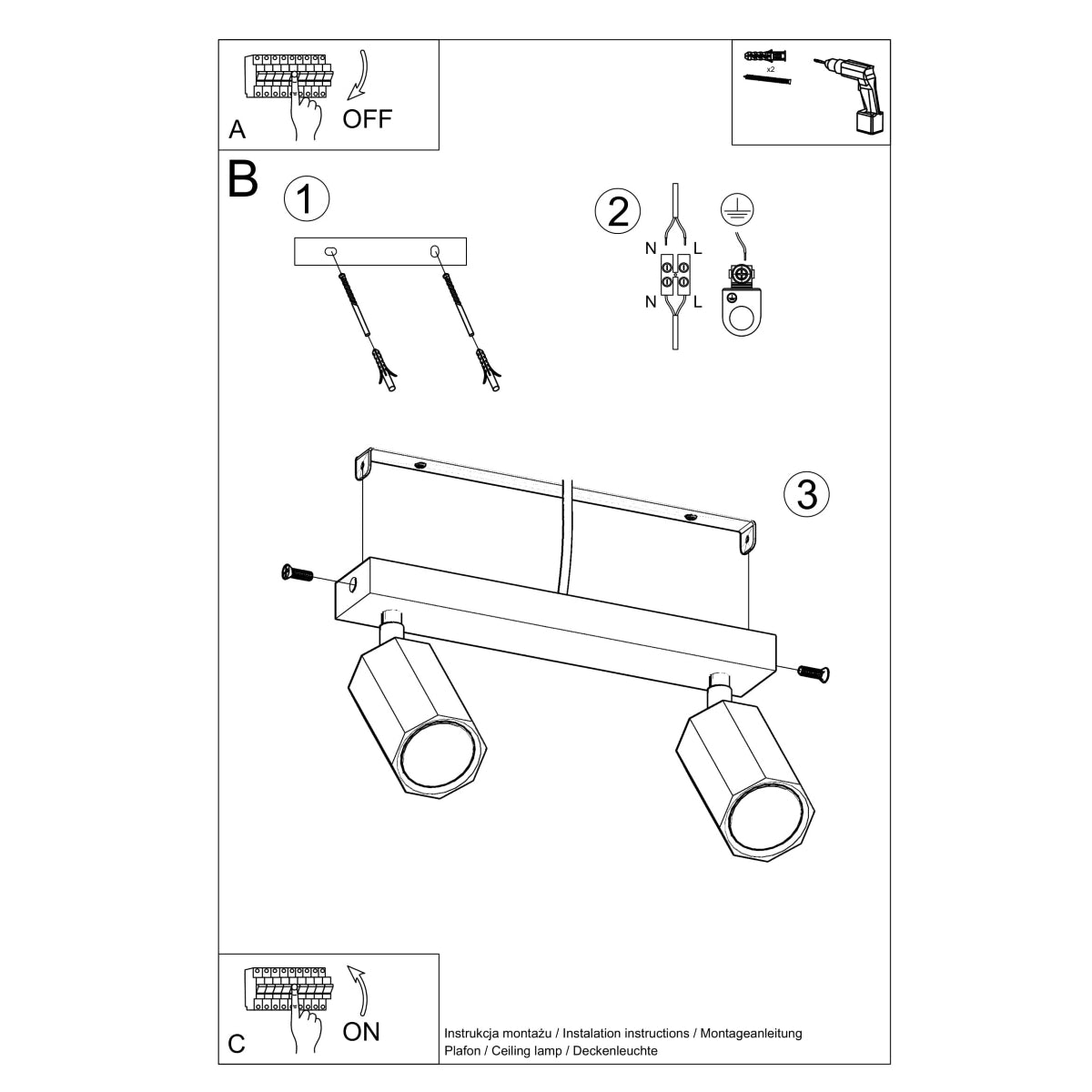 Loftslampe ZEKE 2 eg - Billede 5