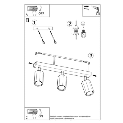 Loftslampe ZEKE 3 eg - Billede 5