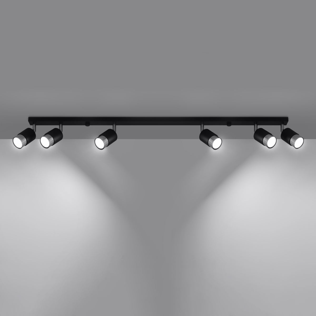 Loftlampe NERO 6 sort/krom - Hovedbillede