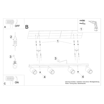 Loftslampe NERO 4 sort/guld - Billede 5