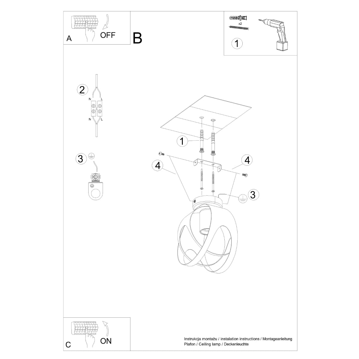 Loftslampe TULOS hvid - Billede 5