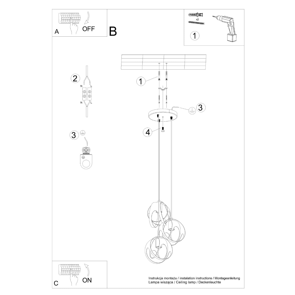 Pendellampe TULOS 3P hvid - Billede 5