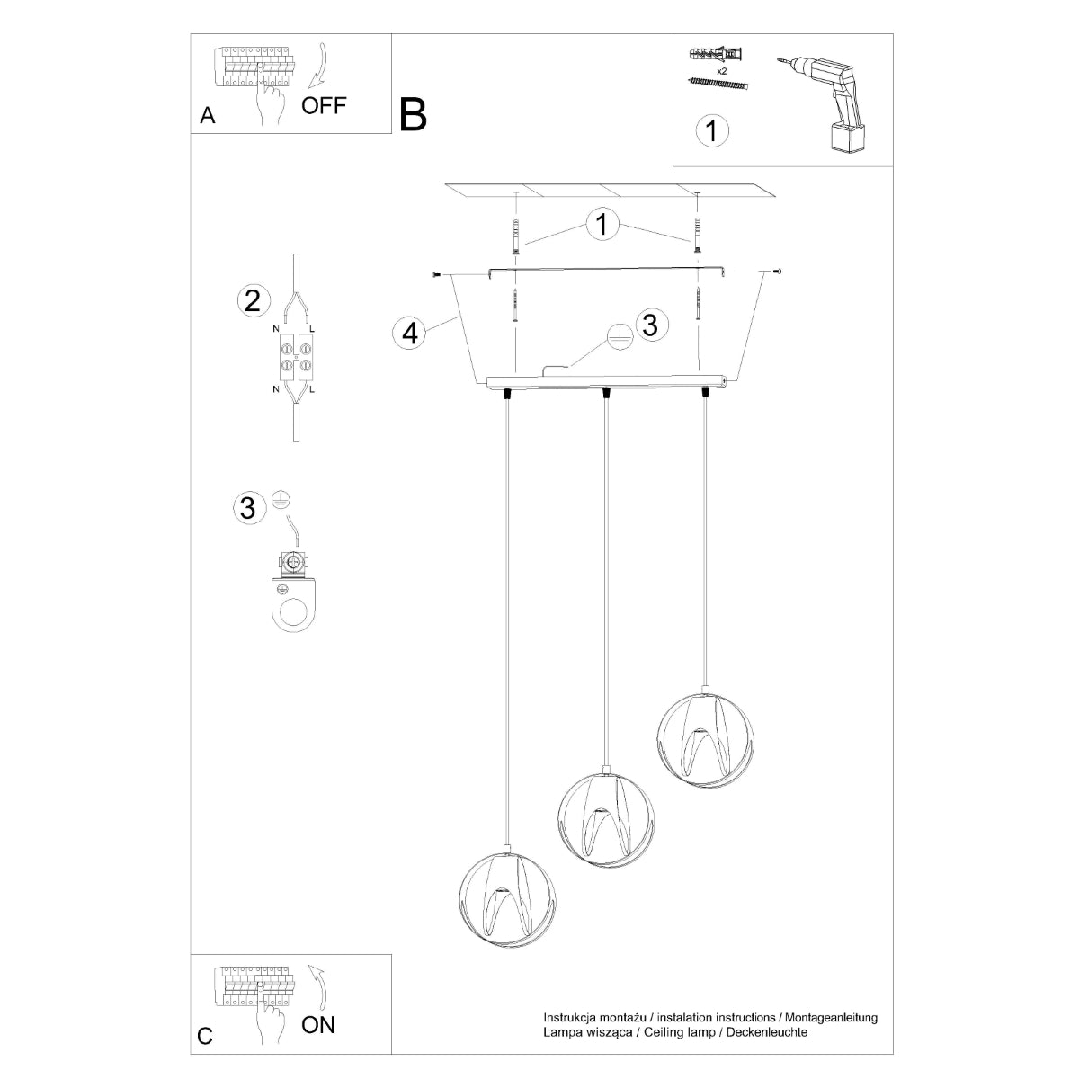 Pendellampe TULOS 3L hvid - Billede 5