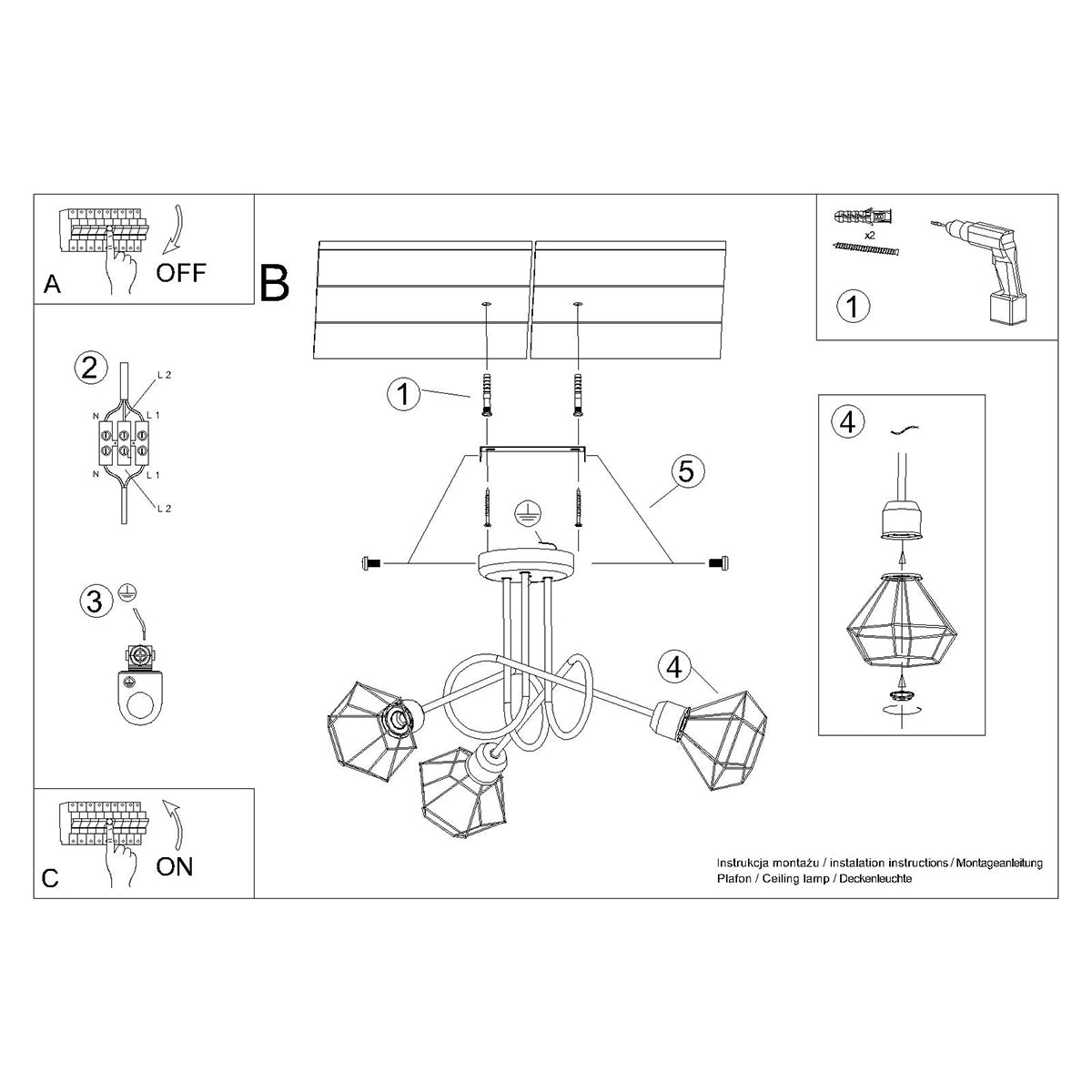 Lysekrone ARTEMIS 3S sort - Billede 6