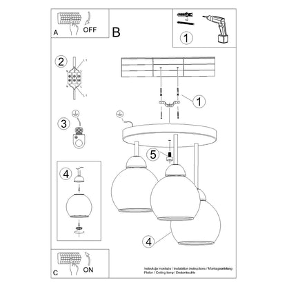 Lysekrone ALINO 3 sort - Billede 6