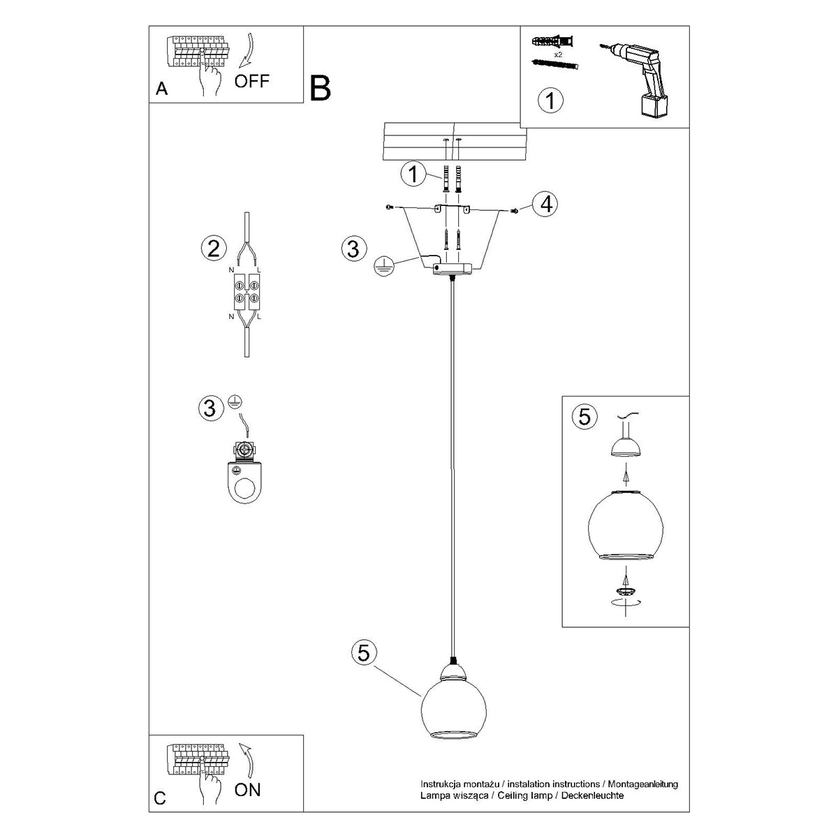 Pendellampe ALINO 1 sort - Billede 5