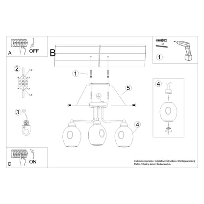 Lysekrone FILLAN 3 sort - Billede 6