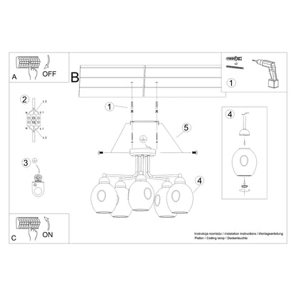 Lysekrone FILLAN 5 sort - Billede 6