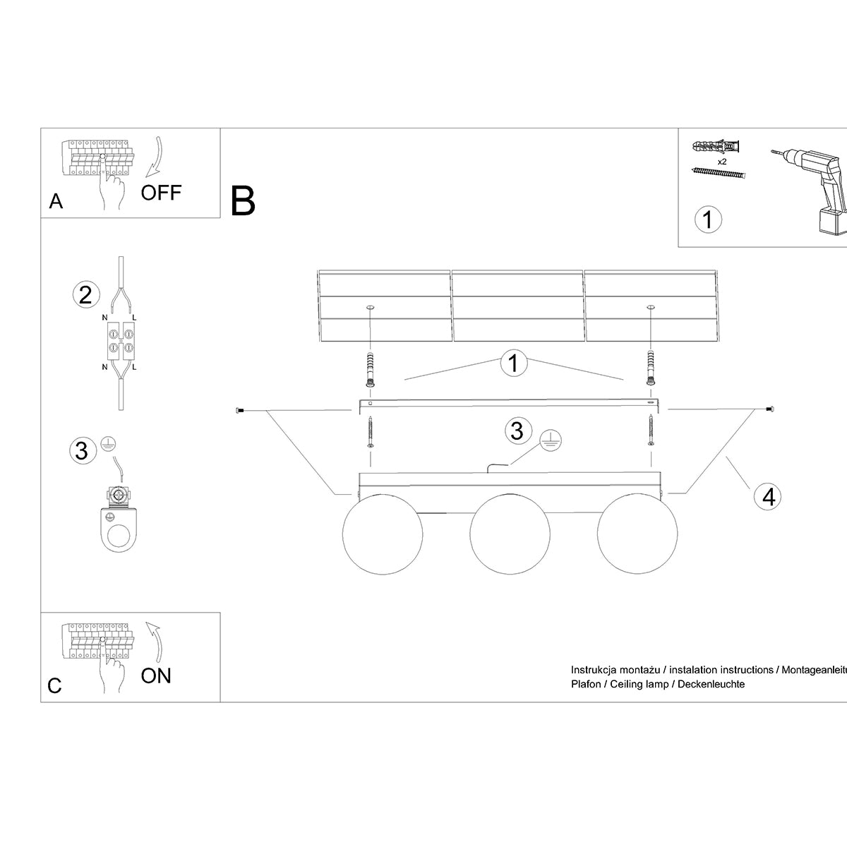 Loftslampe YOLI 3 hvid - Billede 5