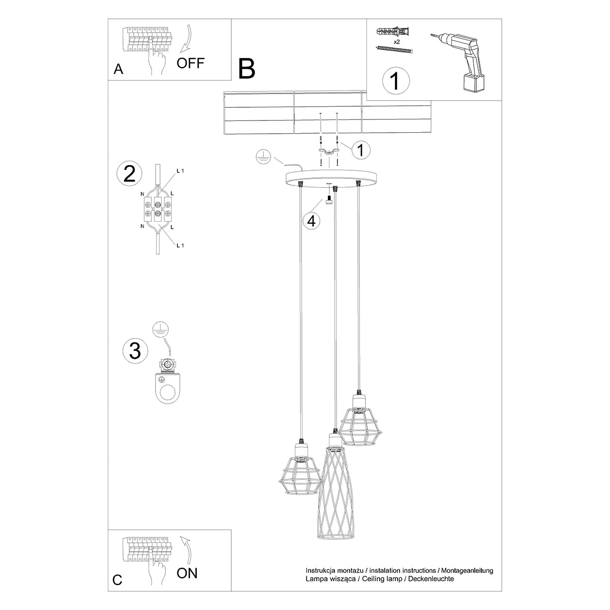 Pendel SUBA 3P sort - Billede 6