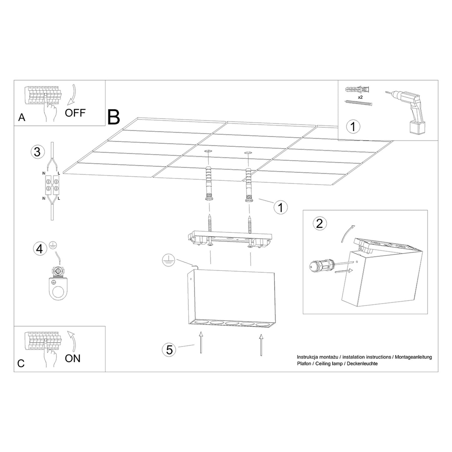 Loftslampe SOLE sort LED - Billede 6