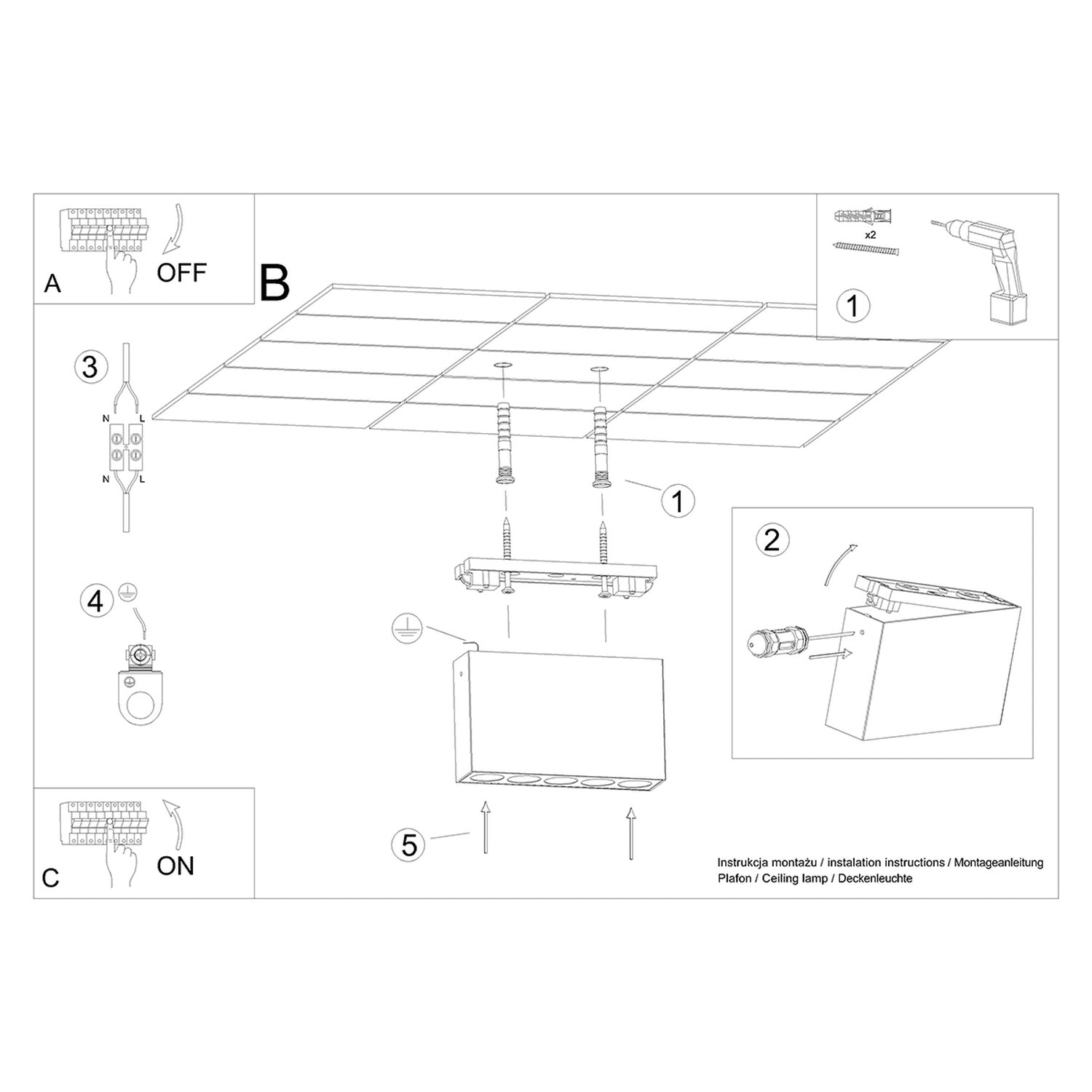 Loftslampe SOLE sort LED - Billede 6