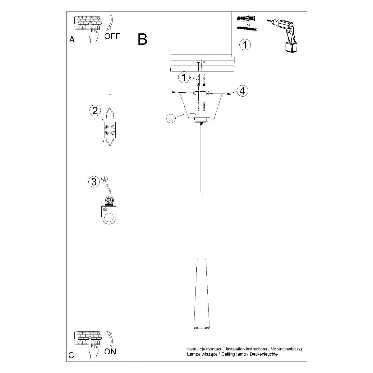 Pendellampe ELECTRA beton - Billede 13