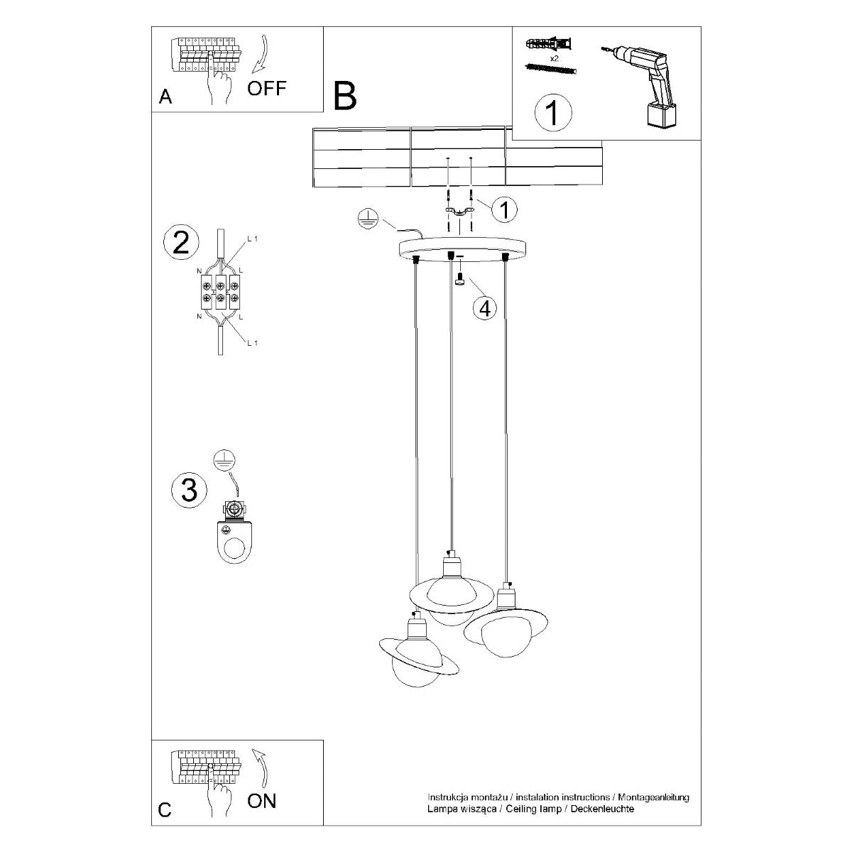 Pendellampe HYPERION 3P hvid - Billede 14