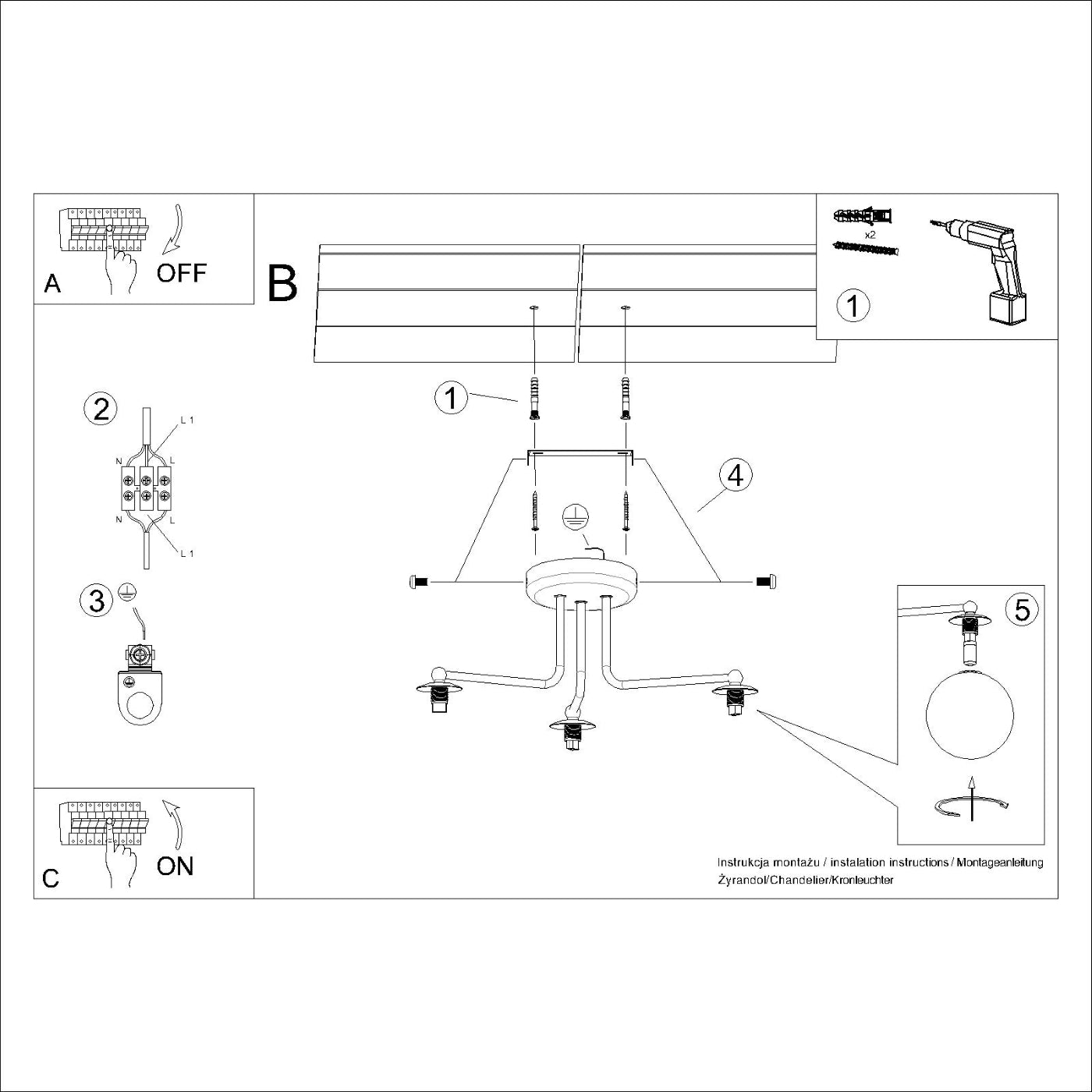 Lysekrone ASTRAL 3 hvid - Billede 9