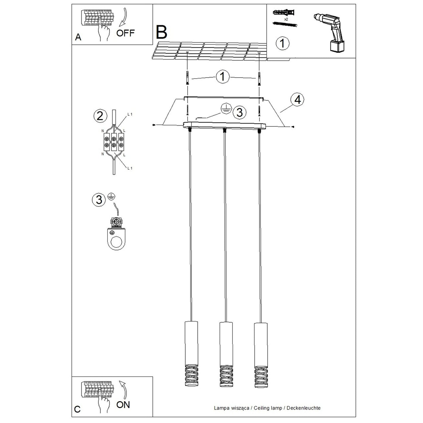 Pendellampe LAMI 3L - Billede 9