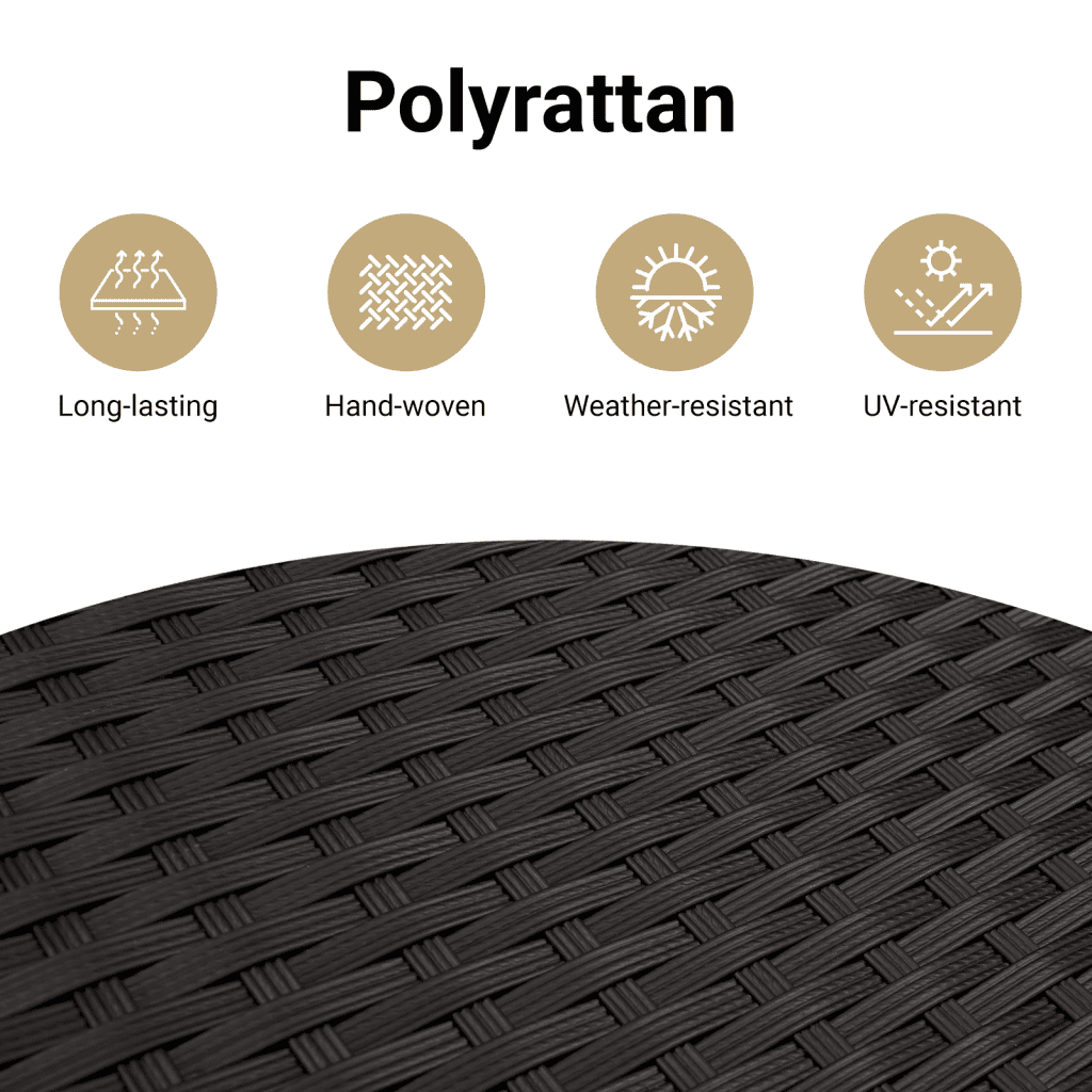Spisebordssæt Til Haven 5 Dele Med Hynder Polyrattan Sort Sort Og Cremefarvet
