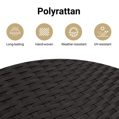 Spisebordssæt Til Haven 5 Dele Med Hynder Polyrattan Sort Sort Og Cremefarvet