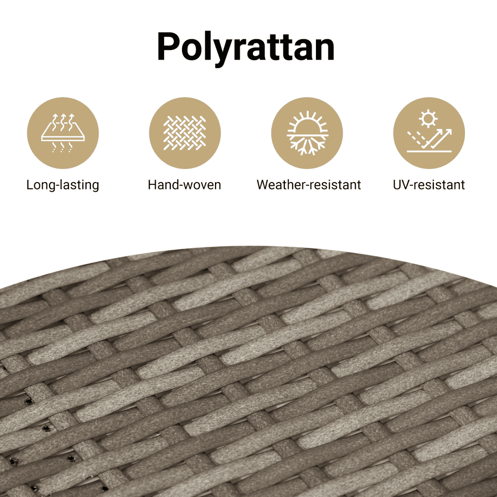 Loungesæt til Haven 11 Dele med Hynder Polyrattan Grå - billede 4