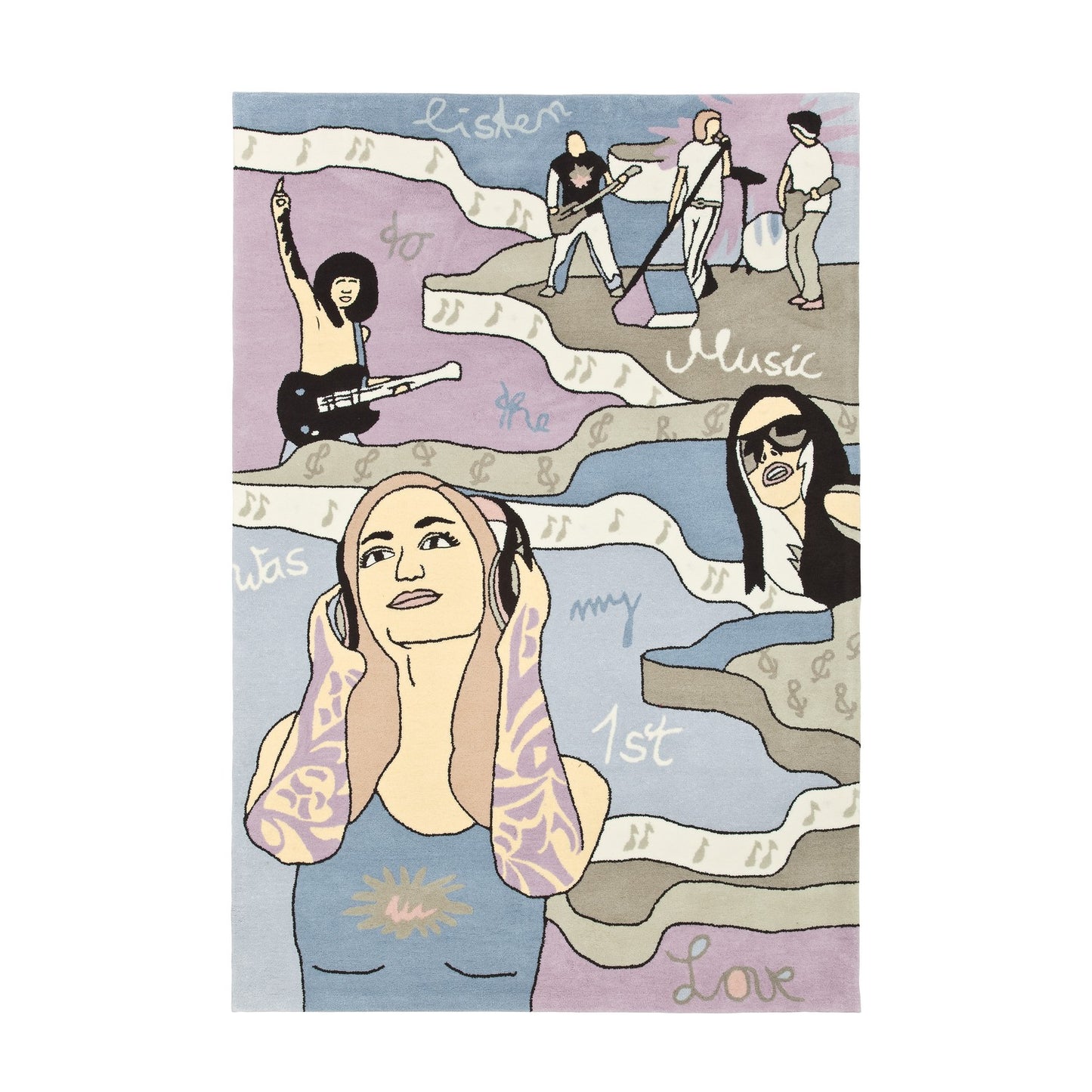 Joy 4094 Music Tæppe Med Motiv I Pastelfarver - Hovedbillede