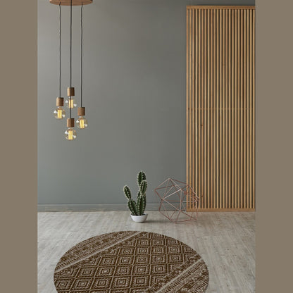 Sunny 110 RUND Tæppe Vintage Look I Brun - Billede 2