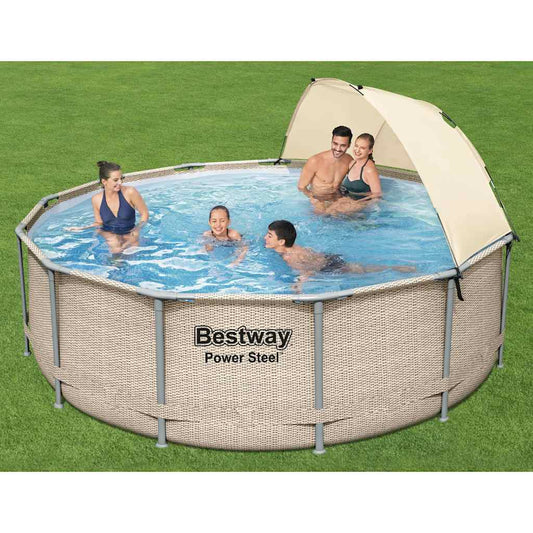 Bestway Power Steel Swimmingpoolsæt Med Baldakin 396X107 Cm