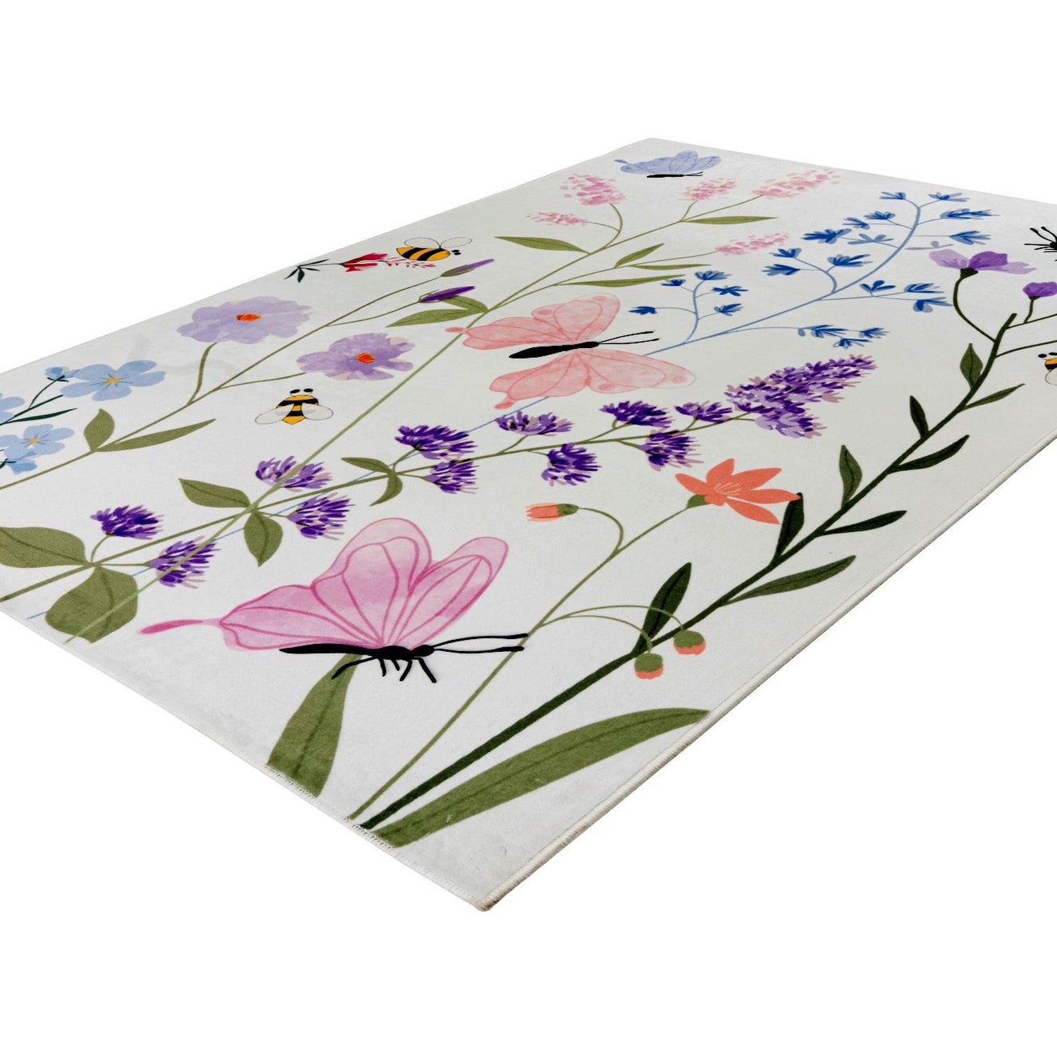 Wonder 134 Hebe Flerfarvet Tæppe Med Blomster Og Sommerfuglemotiv - Billede 2