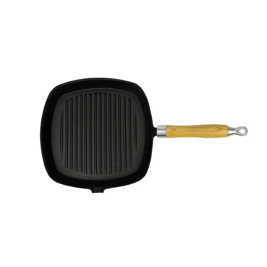 Grillpande I Støbejern Med Træhåndtag 20X20 Cm