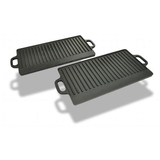 Vendbar Grillpande I Støbejern 2 Stk. 38X23 Cm Hvid
