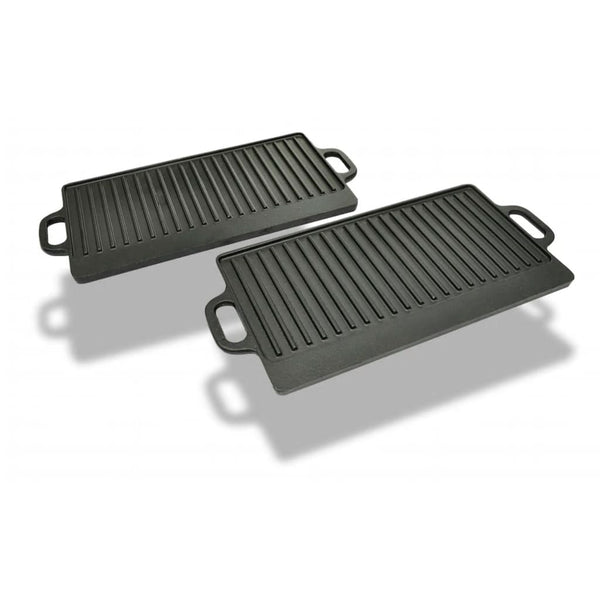 Vendbar Grillpande I Støbejern 2 Stk. 38X23 Cm Hvid
