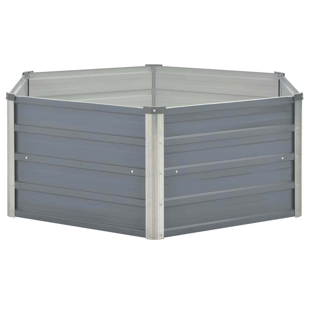Hævet Havekasse 129 X 129 X 45 Gråt Galvaniseret Stål - Billede 3