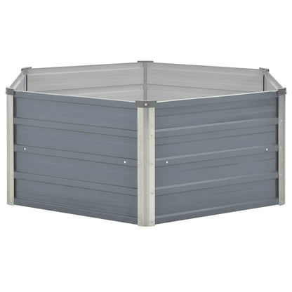 Hævet Havekasse 129 X 129 X 45 Gråt Galvaniseret Stål - Billede 3