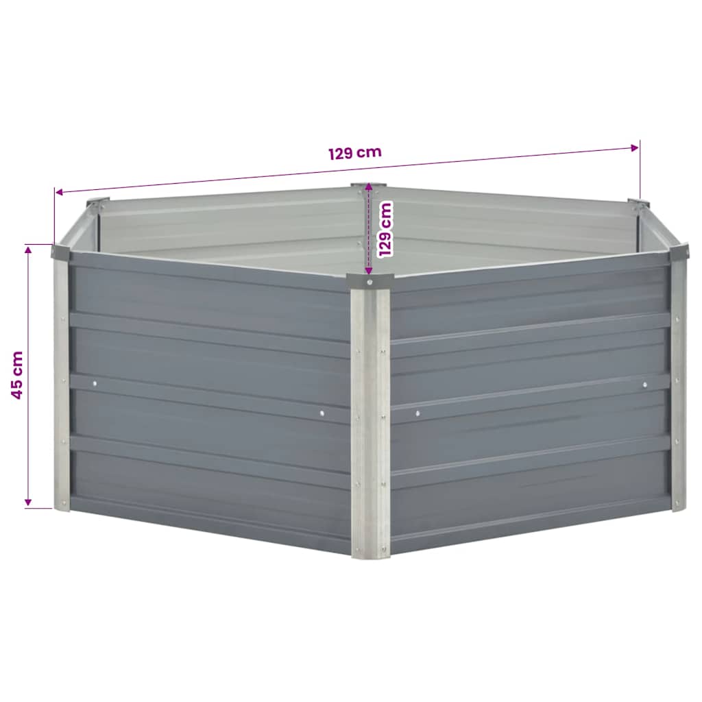 Hævet Havekasse 129 X 129 X 45 Gråt Galvaniseret Stål - Billede 6