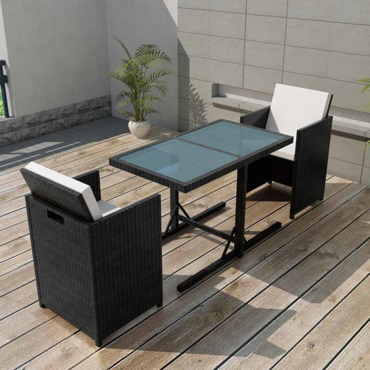 Bistrosæt 3 Dele Med Hynder Polyrattan