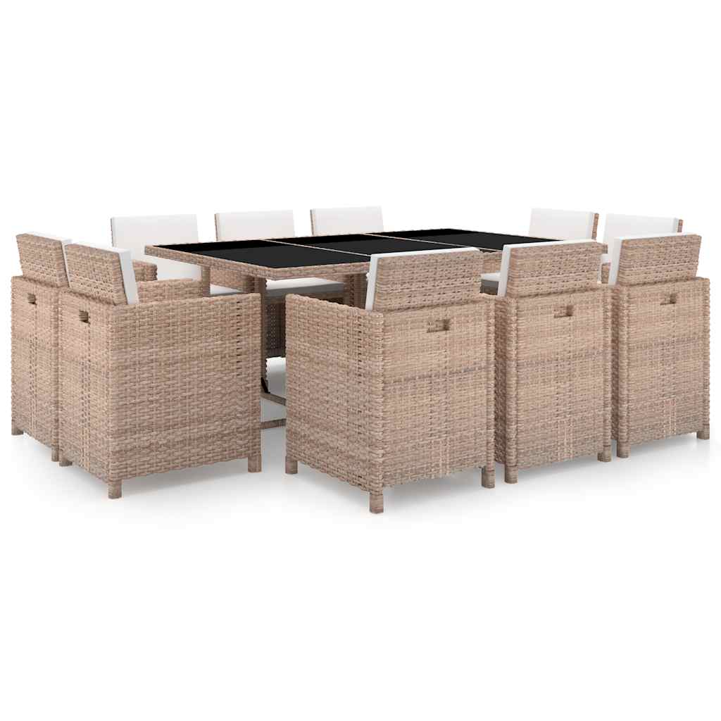 Udendørs Spisebordssæt 9 Dele Med Hynder Polyrattan - Variant 42549