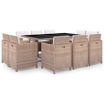 Udendørs Spisebordssæt 9 Dele Med Hynder Polyrattan - Variant 42549