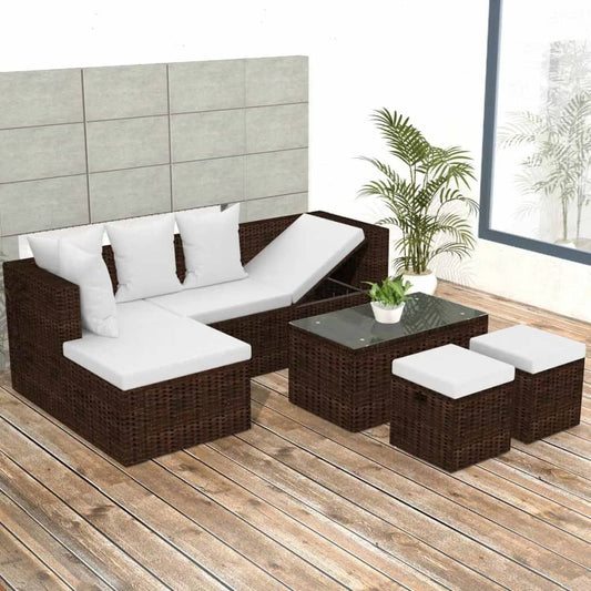 Haveloungesæt 4 Dele Med Hynder Polyrattan